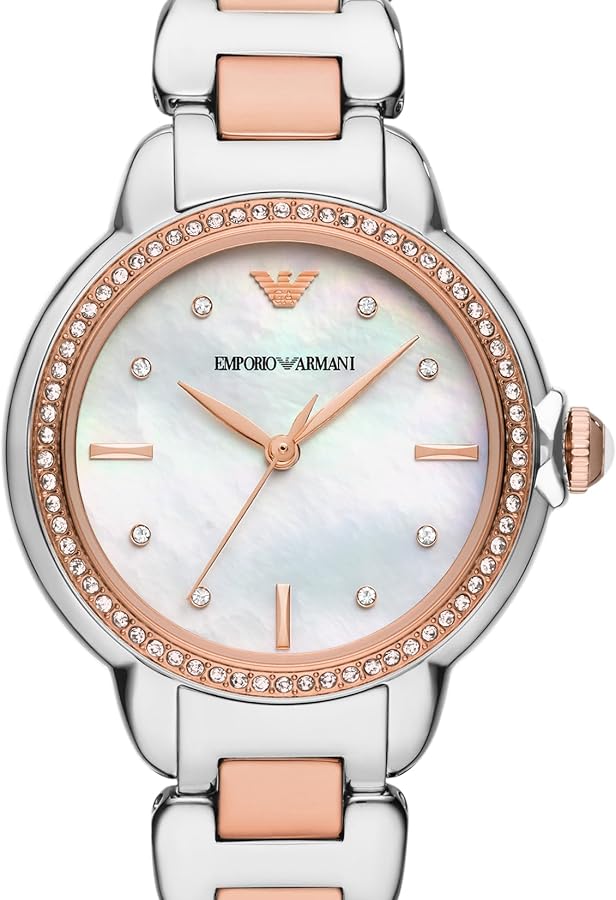 Emporio Armani Three Hand Quartz Mother of Pearl Dial Two Tone Steel Strap Watch For Women - AR11569 - Image 9